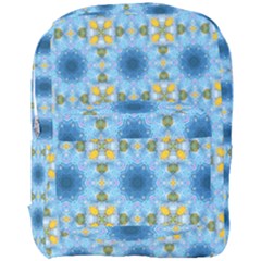 Blue Nice Daisy Flower Ang Yellow Squares Full Print Backpack by MaryIllustrations