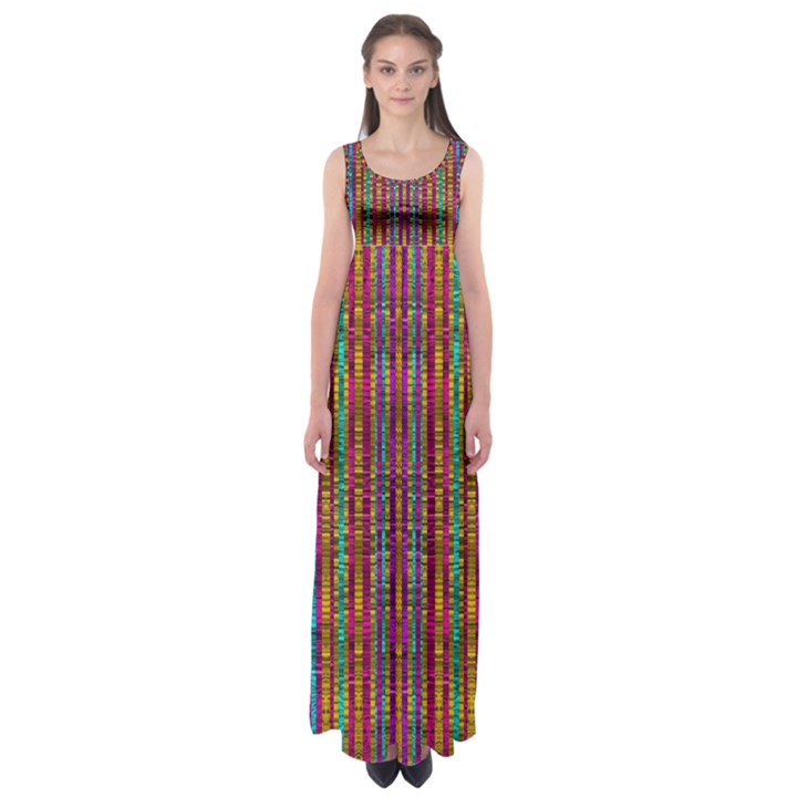 Star Fall In  Retro Peacock Colors Empire Waist Maxi Dress