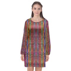 Star Fall In  Retro Peacock Colors Long Sleeve Chiffon Shift Dress  by pepitasart