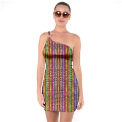 Star Fall In  Retro Peacock Colors One Soulder Bodycon Dress