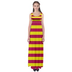 Red & Yellow Stripesi Empire Waist Maxi Dress