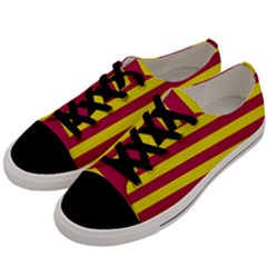 Red & Yellow Stripesi Men s Low Top Canvas Sneakers by norastpatrick