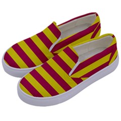 Red & Yellow Stripesi Kids  Canvas Slip Ons