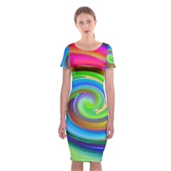 Rainbow Twist Classic Short Sleeve Midi Dress by norastpatrick