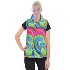 Rainbow Twist Women s Button Up Puffer Vest