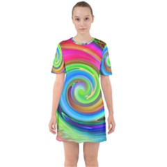 Rainbow Twist Sixties Short Sleeve Mini Dress