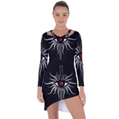 Inquisition Symbol Asymmetric Cut-out Shift Dress