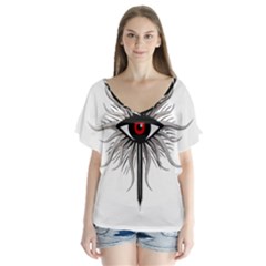 Inquisition Symbol V-neck Flutter Sleeve Top by Valentinaart