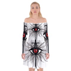 Inquisition Symbol Off Shoulder Skater Dress by Valentinaart