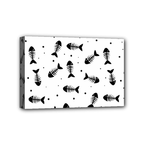 Fish Bones Pattern Mini Canvas 6  X 4  by Valentinaart