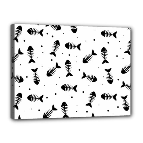 Fish Bones Pattern Canvas 16  X 12  by Valentinaart