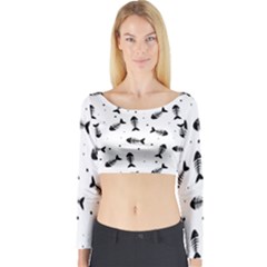 Fish Bones Pattern Long Sleeve Crop Top by Valentinaart