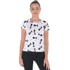 Fish Bones Pattern Short Sleeve Sports Top 