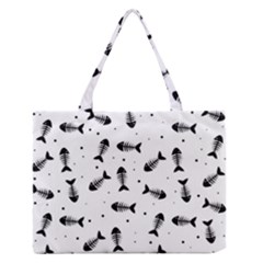 Fish Bones Pattern Zipper Medium Tote Bag by Valentinaart