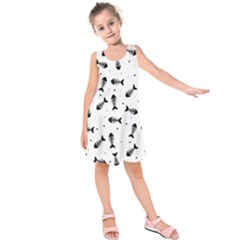 Fish Bones Pattern Kids  Sleeveless Dress by Valentinaart