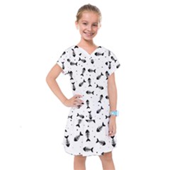 Fish Bones Pattern Kids  Drop Waist Dress