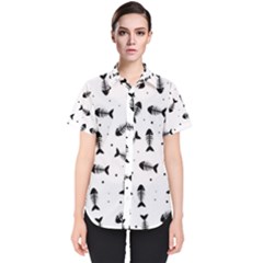 Fish Bones Pattern Women s Short Sleeve Shirt