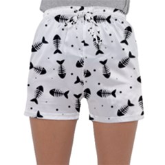 Fish Bones Pattern Sleepwear Shorts