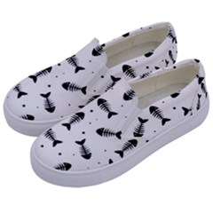 Fish Bones Pattern Kids  Canvas Slip Ons by Valentinaart