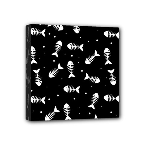 Fish Bones Pattern Mini Canvas 4  X 4  by Valentinaart