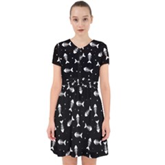 Fish Bones Pattern Adorable In Chiffon Dress