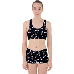 Fish Bones Pattern Work It Out Sports Bra Set