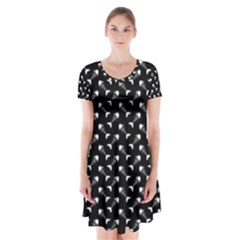 Fish Bones Pattern Short Sleeve V-neck Flare Dress by Valentinaart