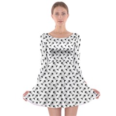 Fish Bones Pattern Long Sleeve Skater Dress