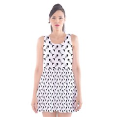 Fish Bones Pattern Scoop Neck Skater Dress