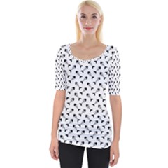 Fish Bones Pattern Wide Neckline Tee