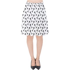 Fish Bones Pattern Velvet High Waist Skirt