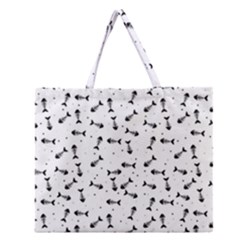 Fish Bones Pattern Zipper Large Tote Bag