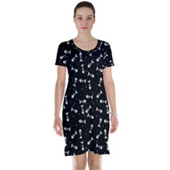 Fish Bones Pattern Short Sleeve Nightdress