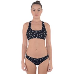 Fish Bones Pattern Cross Back Hipster Bikini Set