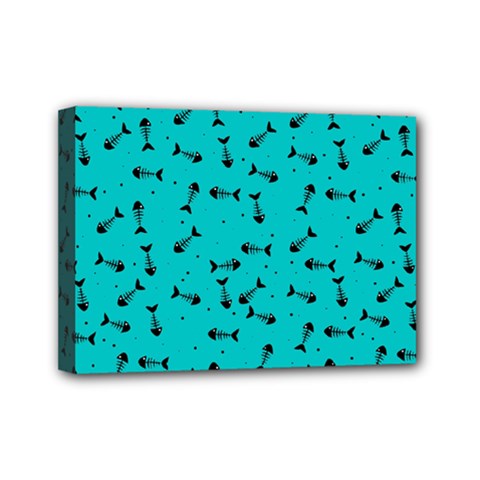 Fish Bones Pattern Mini Canvas 7  X 5  by ValentinaDesign