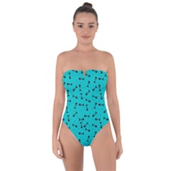 Fish Bones Pattern Tie Back One Piece Swimsuit by ValentinaDesign