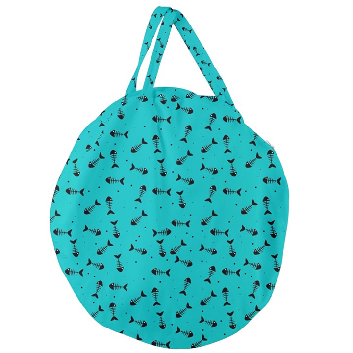 Fish bones pattern Giant Round Zipper Tote