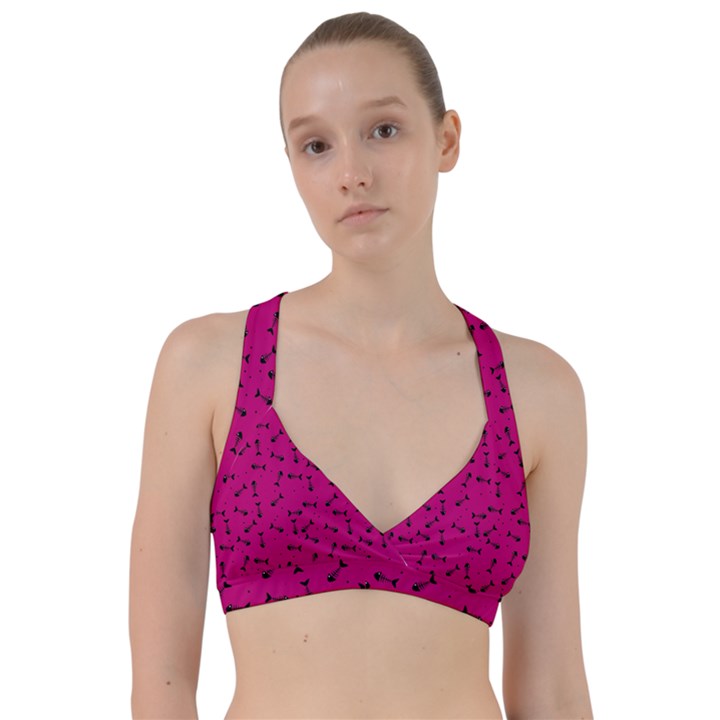 Fish bones pattern Sweetheart Sports Bra