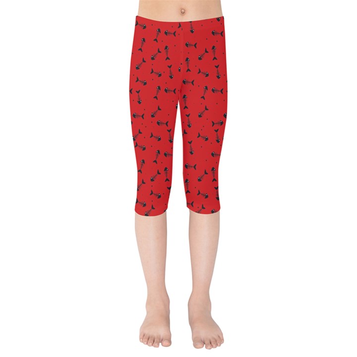 Fish bones pattern Kids  Capri Leggings 