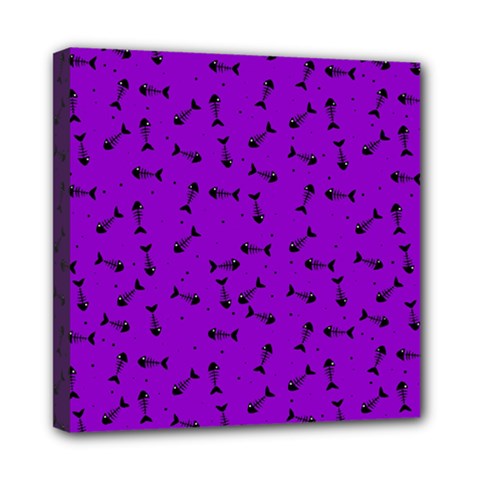 Fish Bones Pattern Mini Canvas 8  X 8  by ValentinaDesign