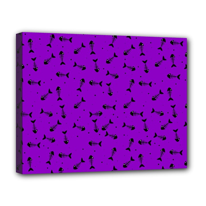 Fish bones pattern Canvas 14  x 11 