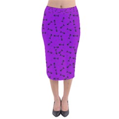 Fish Bones Pattern Velvet Midi Pencil Skirt by ValentinaDesign