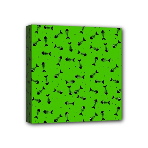 Fish Bones Pattern Mini Canvas 4  X 4  by ValentinaDesign