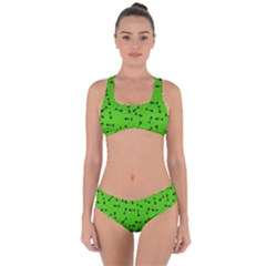 Fish Bones Pattern Criss Cross Bikini Set