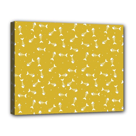 Fish Bones Pattern Canvas 14  X 11  by ValentinaDesign