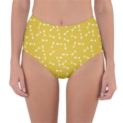 Fish Bones Pattern Reversible High-waist Bikini Bottoms