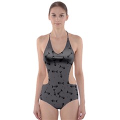 Fish Bones Pattern Cut-out One Piece Swimsuit by ValentinaDesign