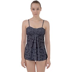 Fish Bones Pattern Babydoll Tankini Set