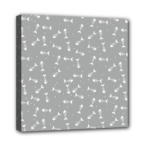 Fish Bones Pattern Mini Canvas 8  X 8  by ValentinaDesign