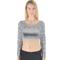 Fish Bones Pattern Long Sleeve Crop Top by ValentinaDesign